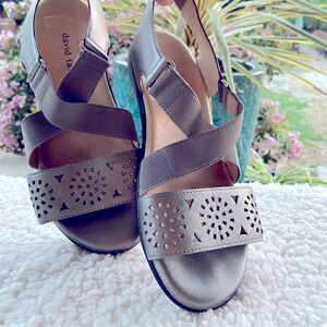 David Tate Leather Open Toe Casual Slingback